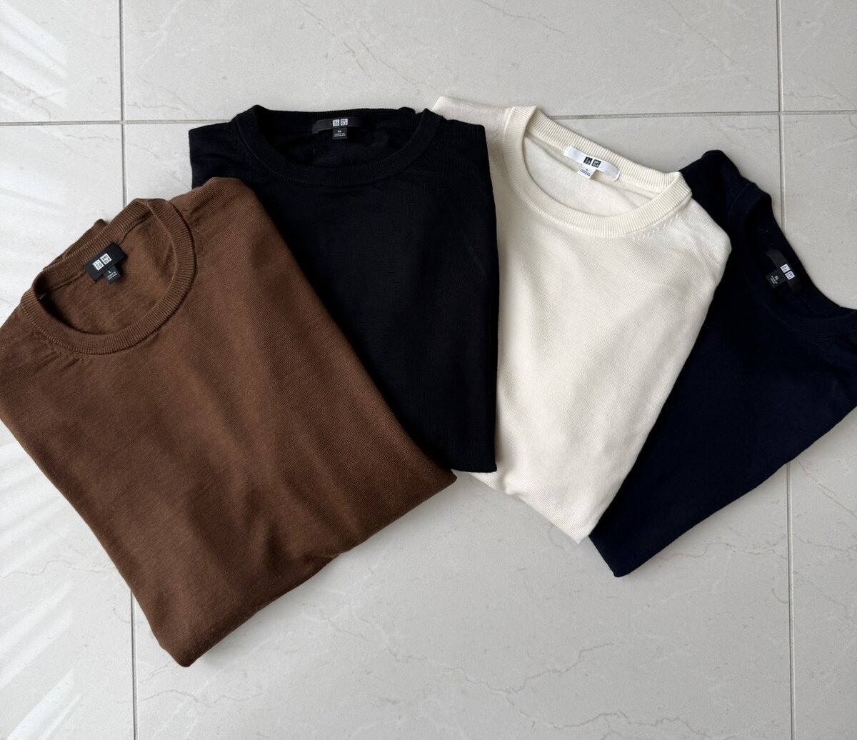 豊田さんお気に入りのユニクロ エクストラファインメリノクルーネックセーター