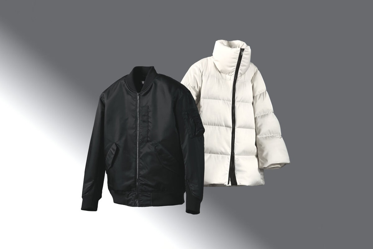 ダウンボリュームジャケット ￥17,900、ハイブリッドダウンオーバーサイズMA-1 ￥14,900