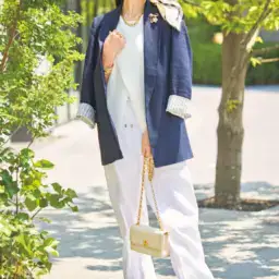 【第10位】【50代・60代のお手本スナップ】「SHIEN」のトップスと「ZARA」のジャケット・パンツで高見え上品コーデ！ブローチ使いも素敵です