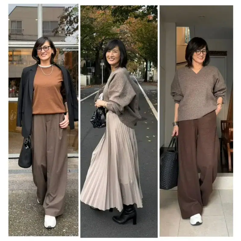 【第1位】【60代おしゃれ】お気に入りの「ユニクロ」セーターを買い足し！「ZARA」も活躍の豊田さんの「ブラウンコーデ」3スタイル