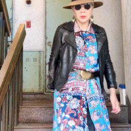 革ジャンおすすめスタイル②フェミニンMIX