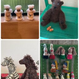 KAORIさんの編み物のお師匠である荒井佐紀子先生の作品や、その生徒であるKAORIさん達の作品