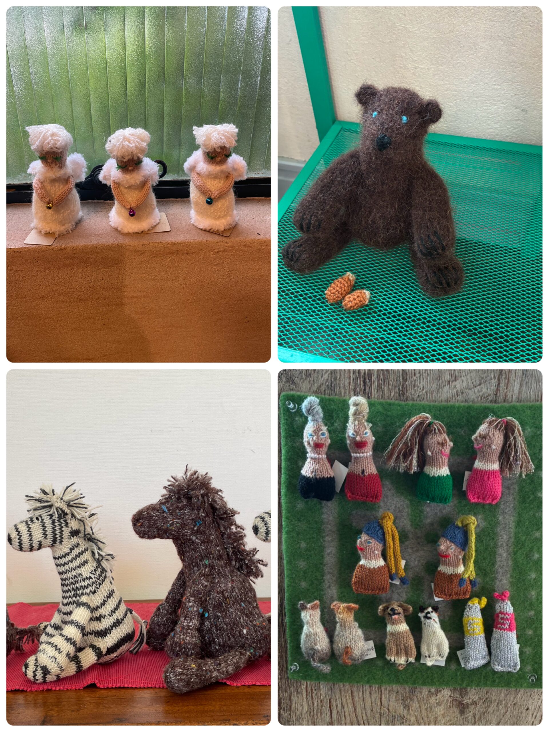 KAORIさんの編み物のお師匠である荒井佐紀子先生の作品や、その生徒であるKAORIさん達の作品