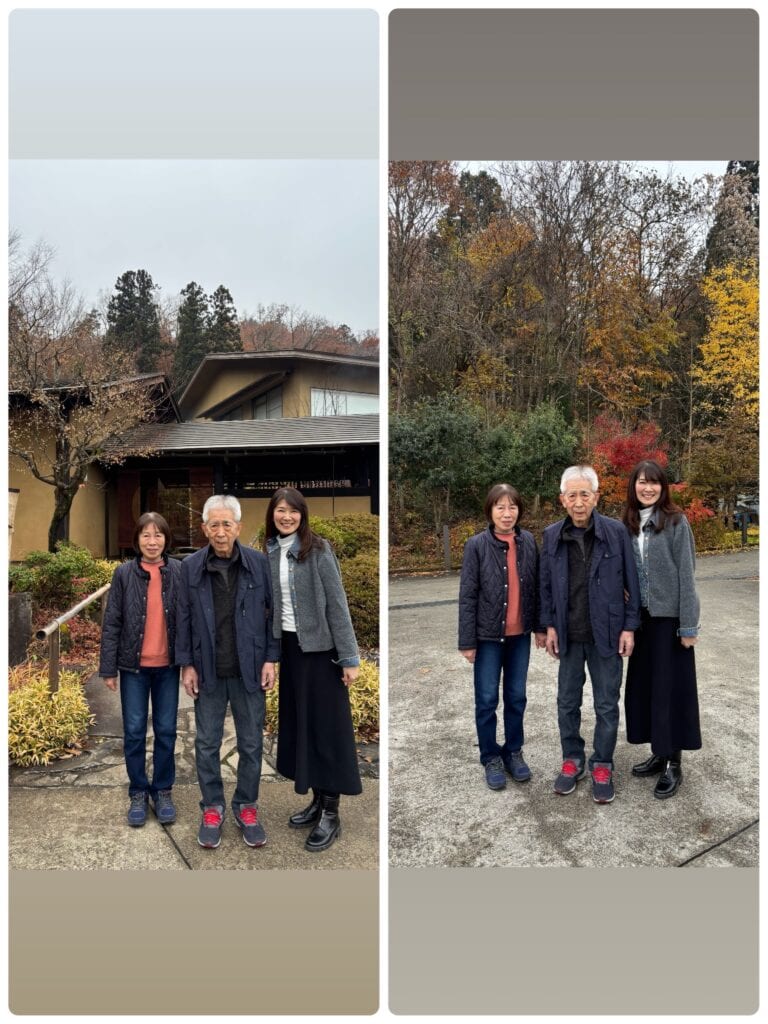 温泉旅行の記念写真