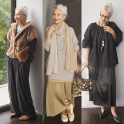 【第5位】【60代ファッション】忘年会、クリスマス、観劇etc. 結城アンナさんの「ドレスアップ術」②ブラック、グレー、ベージュで華やぐ着こなし