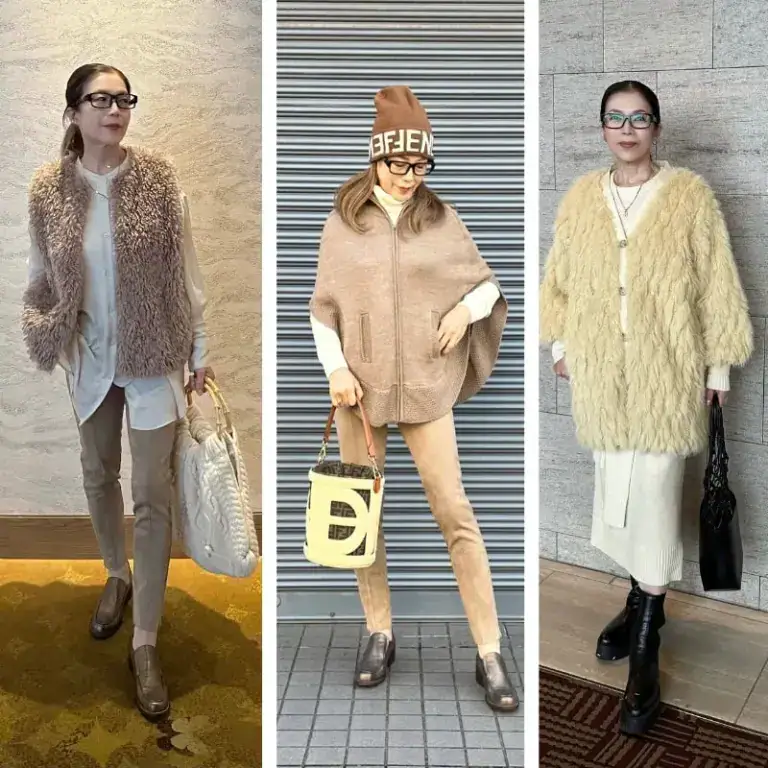 【第7位】【60代ファッション＆お出かけ】冬のワントーンコーデで女子旅＆優美なヒルトンホテルランチを満喫♪