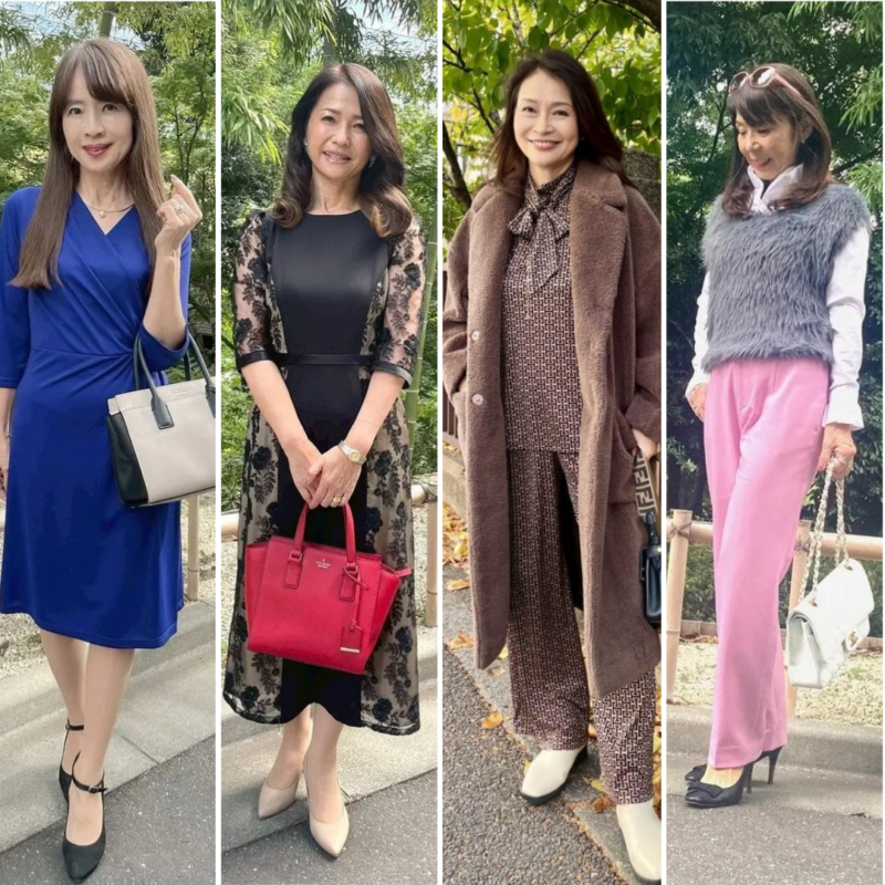 【50代・60代お手本スナップまとめ】冬の装いが垢抜けるカラーコーデ4選!ピンク、ブルー、ブラウン、レッドetc...大人の洗練配色に注目!