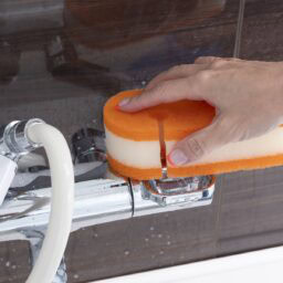 スポンジでこする