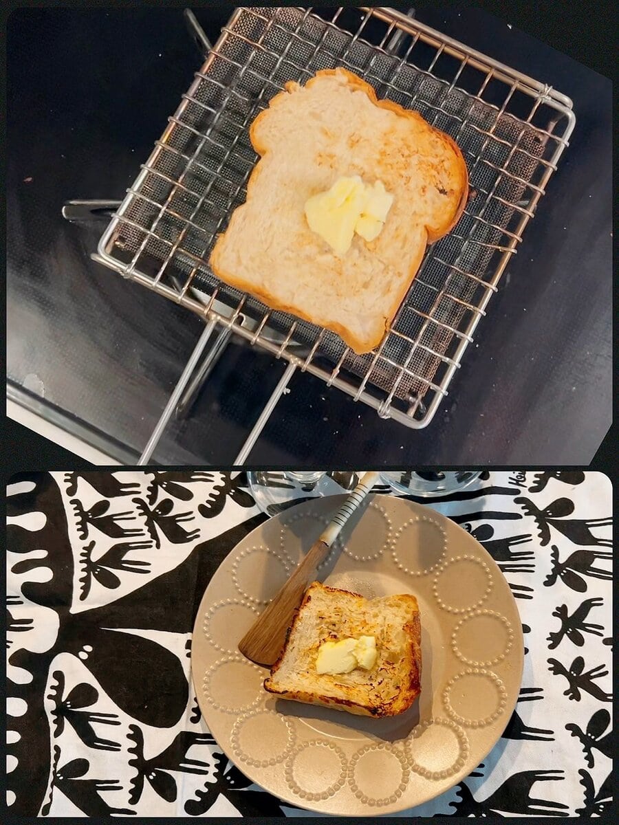 【裏技！】「キタノカオリの食パン」は お餅を焼くアミで焼くと、外はこんがり中はふんわりで特におすすめです。