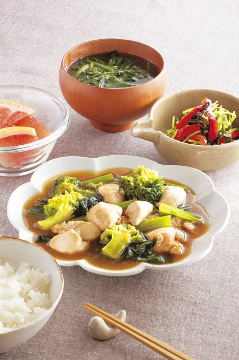 ささみと小松菜とブロッコリーのカレーあん