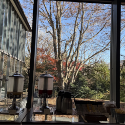 セミビュッフェの様子：ドリンクコーナーの奥に広がる景色に癒されます