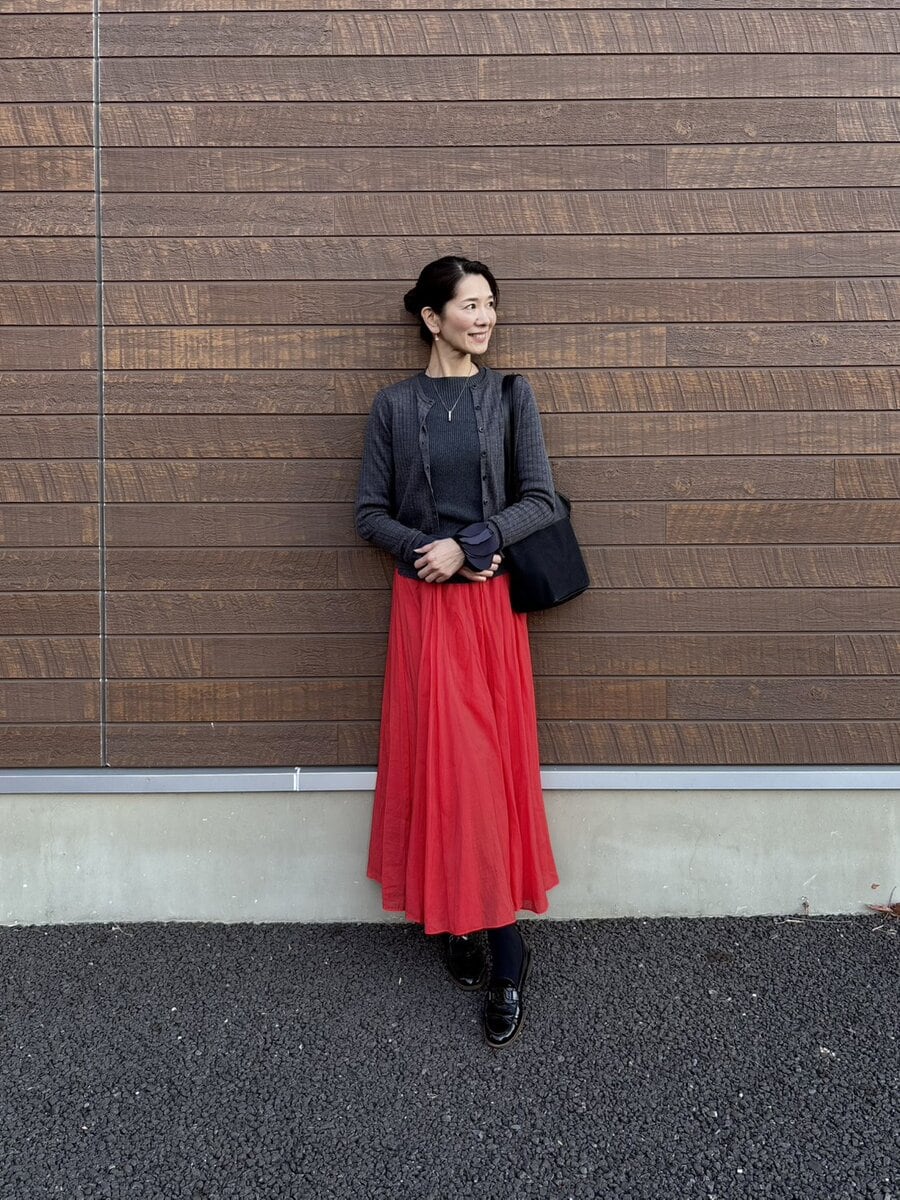 fumiさん_メリノリブクルーネックショートカーディガン