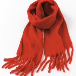 着こなしにメリハリをつける真っ赤な大判ストール