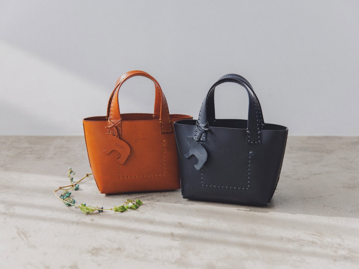 kippis×kazumi×genten特別コラボ アマーノ トートバッグ S［ サイズ（約）：H18×W26×D12㎝、持ち手立ち上がりの長さ12㎝］各¥39,050／kippis公式通販（宝島チャンネル）