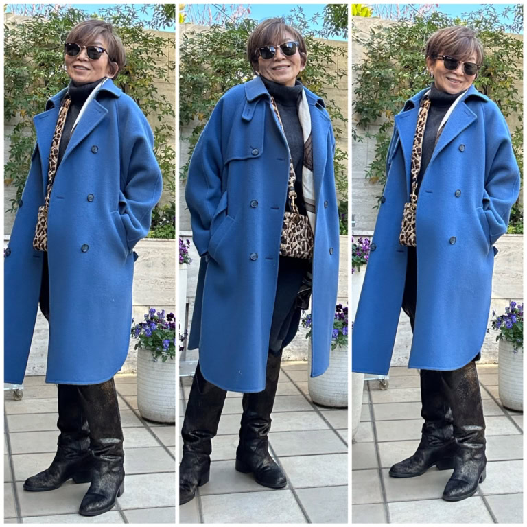 kotokoさん26年1月ブログ_ブルーコートコーデ