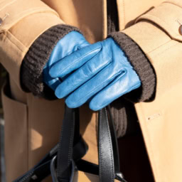 目の覚めるようなブルーの「ズッカ」の手袋