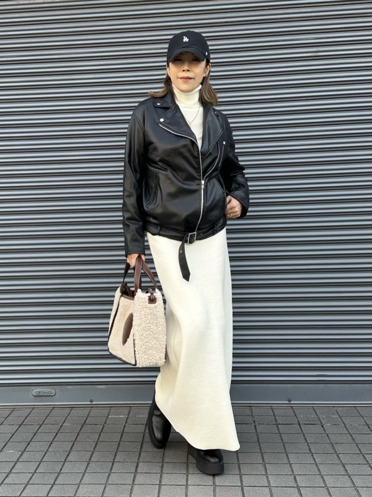 26_2月MOTOMIさんブログ_ユニクロメリノウールタートルネックセーターコーデ