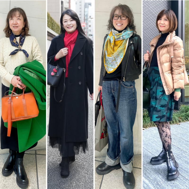 【60お手本スナップ4選】大人の顔周りを華やかに!ストール&スカーフを上手に取り入れた着こなしのコツは!?