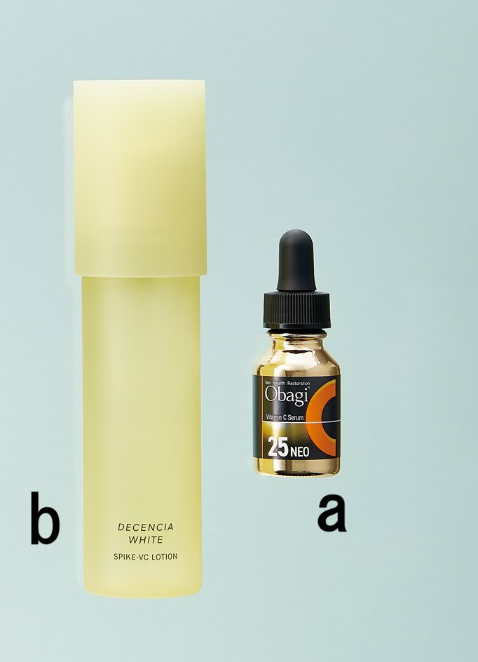 オバジC 25セラム NEO 12㎖ ¥11,000／ロート製薬【2/10発売】、ディセンシアホワイト スパイク-VC ローション［医薬部外品］ 125㎖ ¥6,050／ディセンシア【3/10発売】