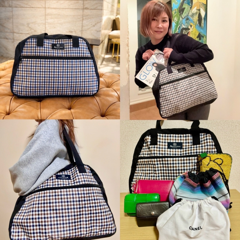 GLOW3月号付録の【アクアスキュータム】の大容量ボストンバッグが使い勝手バツグンで優秀すぎる!|40代読者代表の3人の使い方は?