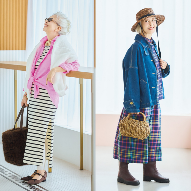 【60代ファッション】結城アンナさんのおしゃれコーデが参考になる!大人の「ボーダー」&「チェック」の着こなし〈初春ハッピーコーデ②〉