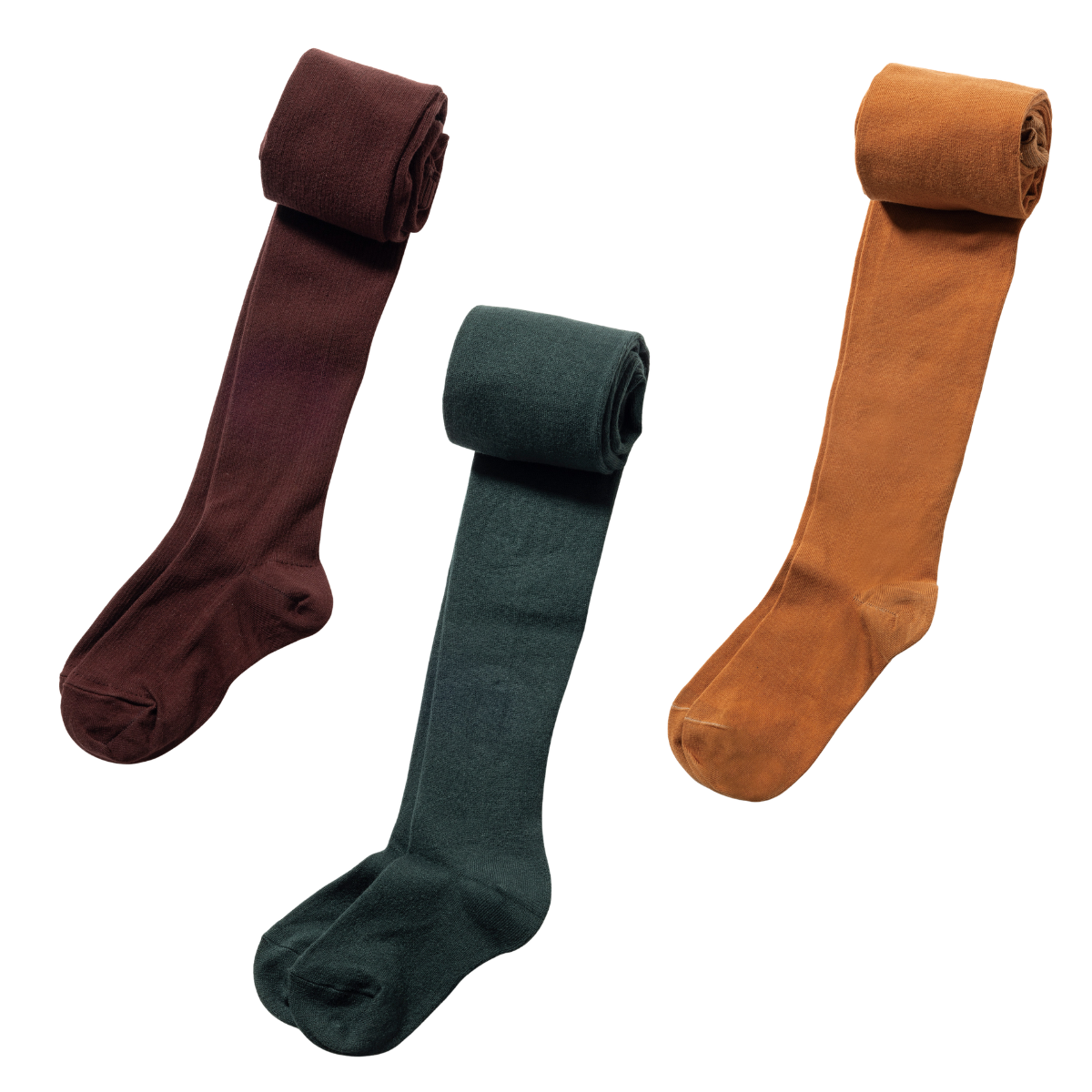 （左より）タイツ¥2,530、タイツ¥2,420／ともに靴下屋（タビオ）、タイツ¥4,400／ブルーフォレ（リトルリーグ インク）