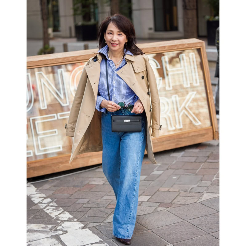 【60代ファッションスナップ】ザラのストレートデニムに、ラルフローレンを合わせた正統派スタイル【ZARA】