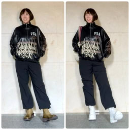 26年3月上林さんブログ_イージーパンツコーデ＿ブーツの色で雰囲気がガラリ！