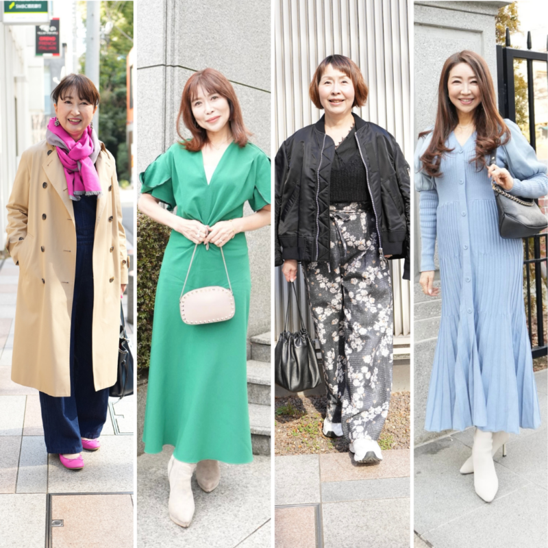 【50・60代スナップ】春ファッションの参考にしたい!サイズ感&カラーバランス上手な大人コーデ4選