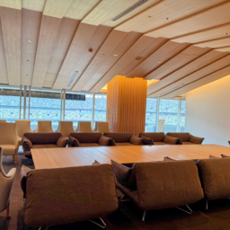 ラウンジ内からも競技会場が見えます。