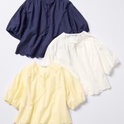 UNIQLO and COMPTOIR DES COTONNIERS エンブロイダリーブラウス/5分袖