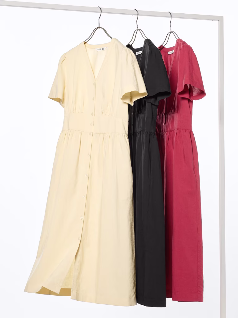 UNIQLO and COMPTOIR DES COTONNIERS リネンブレンドVネックワンピース