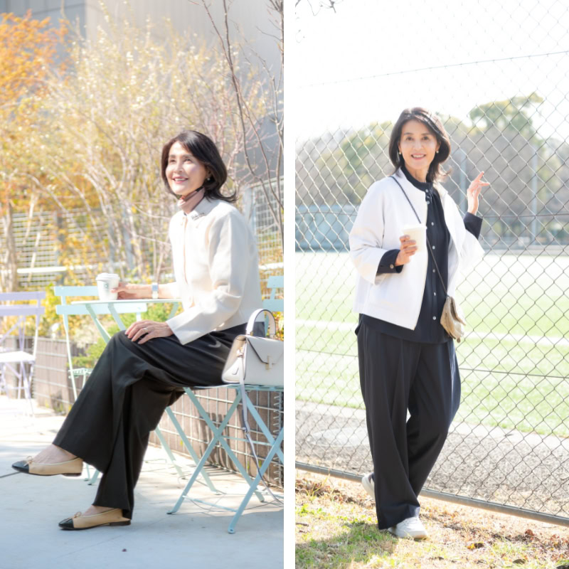【60代プチプラ】「ユニクロ」の万能すぎる名品ボトムスで作る「きれいめ」＆「スタイルUP」コーデ【6日間コーデDay3・Day4】
