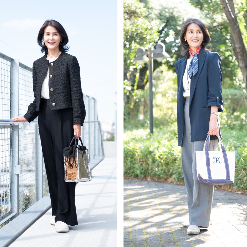 【60代プチプラミックス】きちんと見えする「ZARA」ジャケットに抜け感をプラスしたエレガントカジュアルコーデ【6日間コーデDay1・Day2】