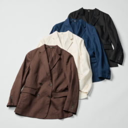 ユニクロ：シー「プレミアムリネンジャケットリラックスフィット」¥9,990