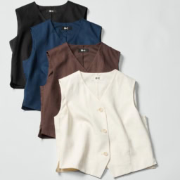 ユニクロ：シー「プレミアムリネンベスト」¥4,990