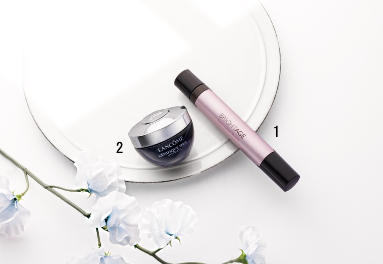 ブライトエイジ アイゾーン ダブルリバイタライザー セラム4.5㎖、バーム3g ¥7,150／第一三共ヘルスケアダイレクト、ジェニフィック アルティメ アイクリーム 20㎖ ¥11,000／ランコム