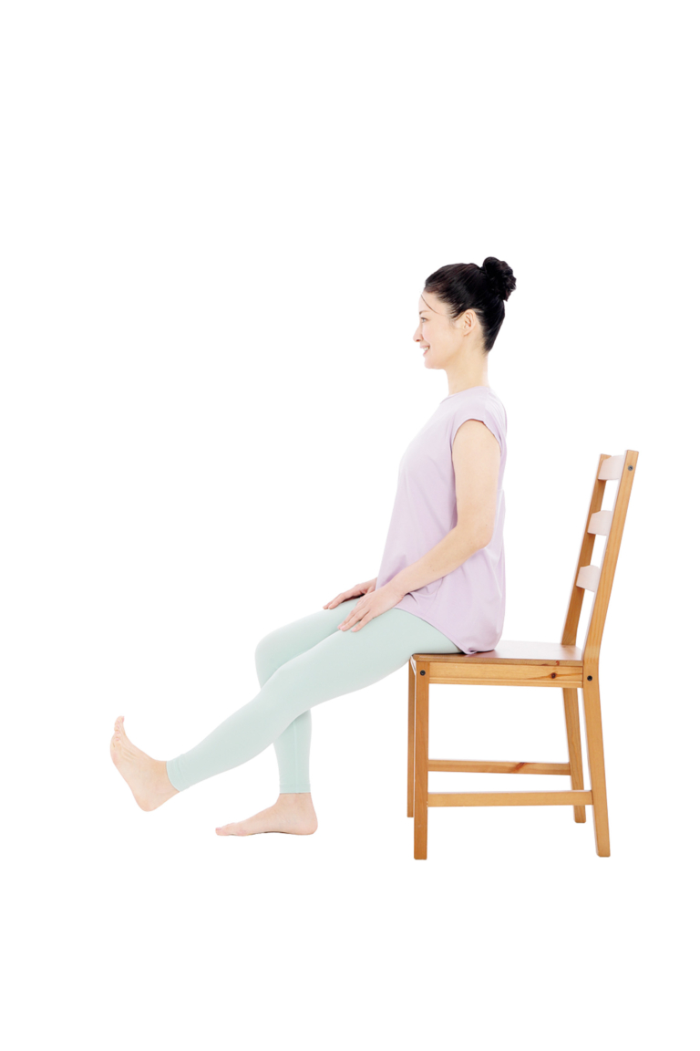 【1】片足を伸ばしてつま先を上げる