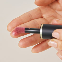 【3】利き手の中指にチークを新たに取る