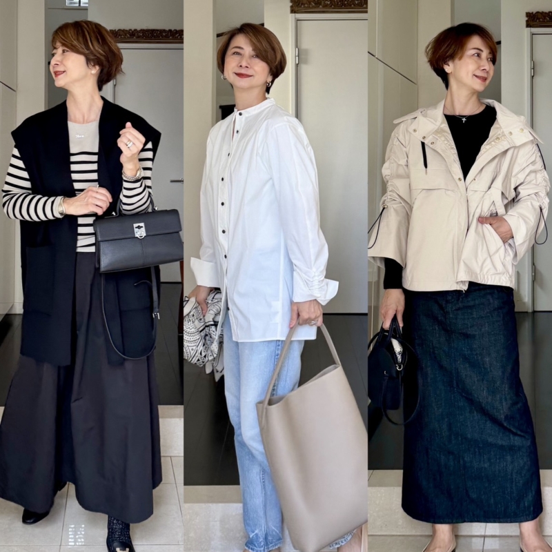 【第5位】【50代ファッション】おしゃれで一足早く楽しむ春。春アイテムを少しずつ取り入れた、早春コーデ3選！ 【ボーダー、ブルゾン、シャツ】