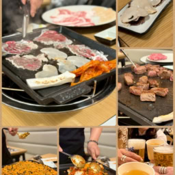「韓牛チャドルバギ」（韓牛のあばら肉と貝、野菜の三種盛り）の専門店「ジンデガム」