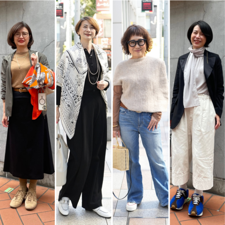 【第3位】【50・60代スナップ】大人の春ファッションはストールから。スニーカーや独創的なニットの周りと差がつくスタイルも！
