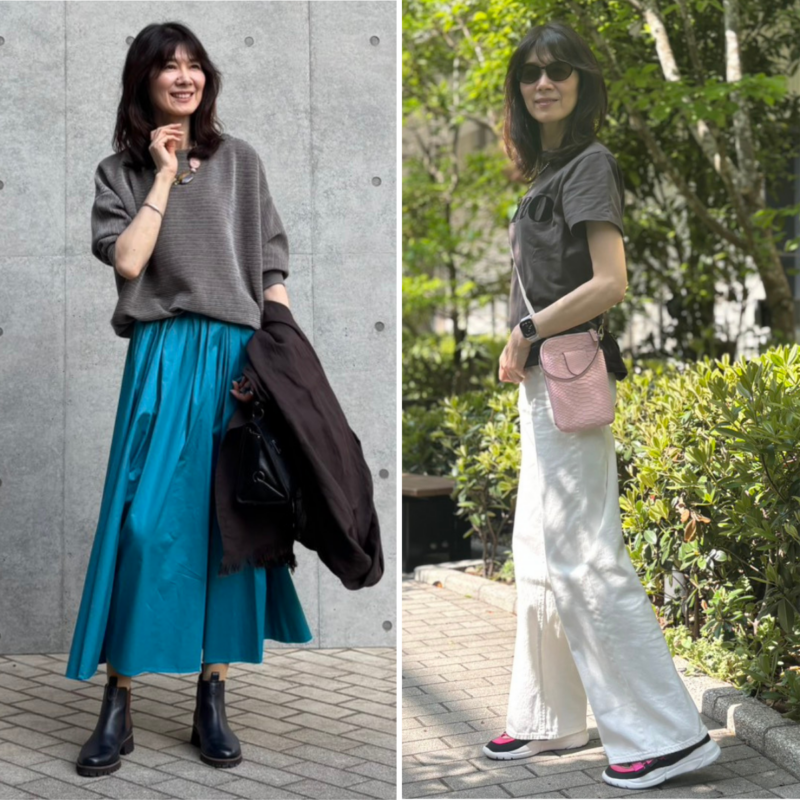【50代ファッション】春はカラーアイテムで気分もおしゃれ度もアップ！小物やボトムスで取り入れやすいカラーコーデ2選