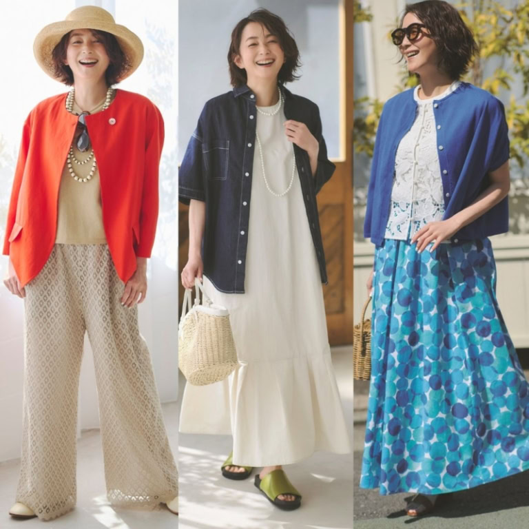 【第2位】【60代おしゃれ】旅の目的地別着まわしコーディネイト3選！ハリスのジャケット・ワンピース・レーストップス