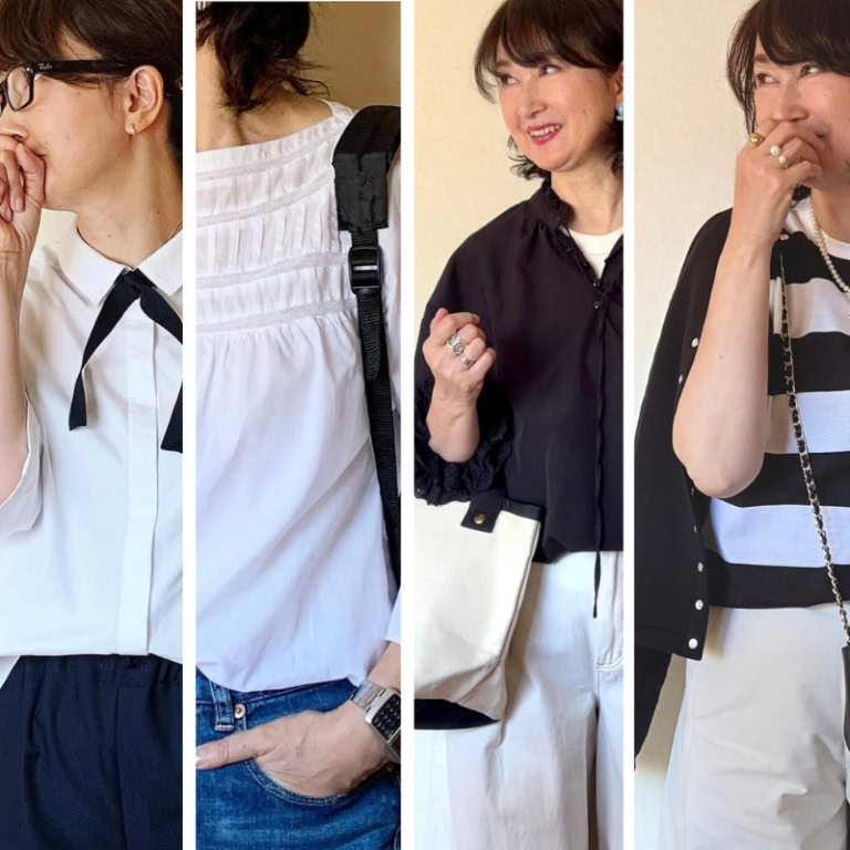 【第3位】【50代ファッション】「ユニクロ」「GU」の白パンツが大活躍！50代が洒落見えするモノトーンコーデのポイント