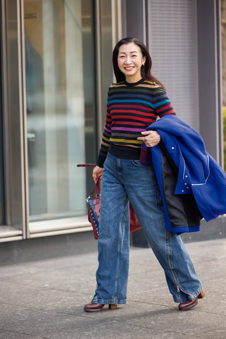 「ZARA」のバレルレッグデニムコーデ