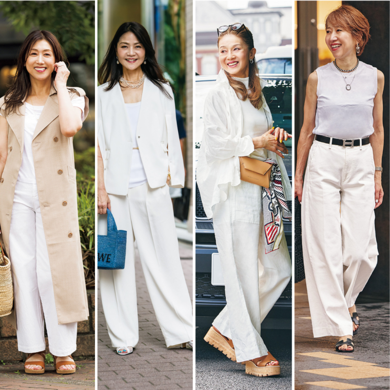 【60代ファッション】60代の夏のおしゃれには白が効く!50代60代の夏の私服を拝見!白ボトムスコーデ4選【白の魔術】