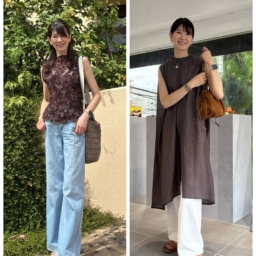 光沢のあるサンダル・ブラウンのスタッズサンダル
