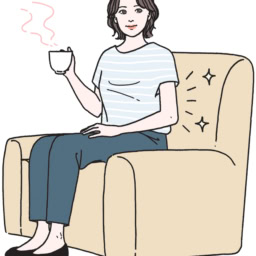 ソファは深く腰かけ背筋を伸ばす