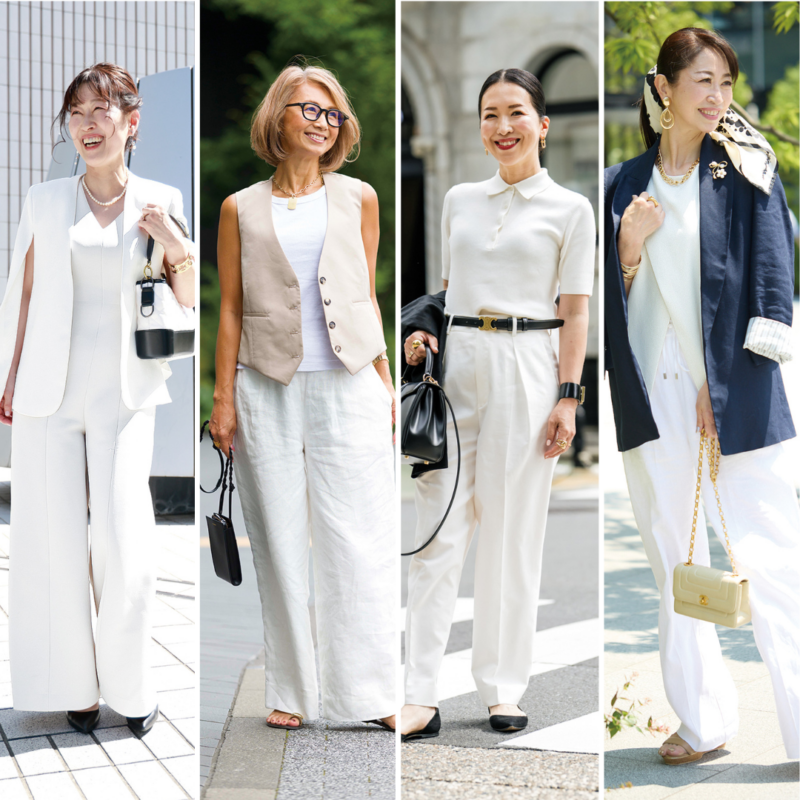 【60代ファッション】60代の夏のおしゃれは白がマストアイテム!引き締めカラーが効いた洗練ホワイトコーデ4選【白の魔術】